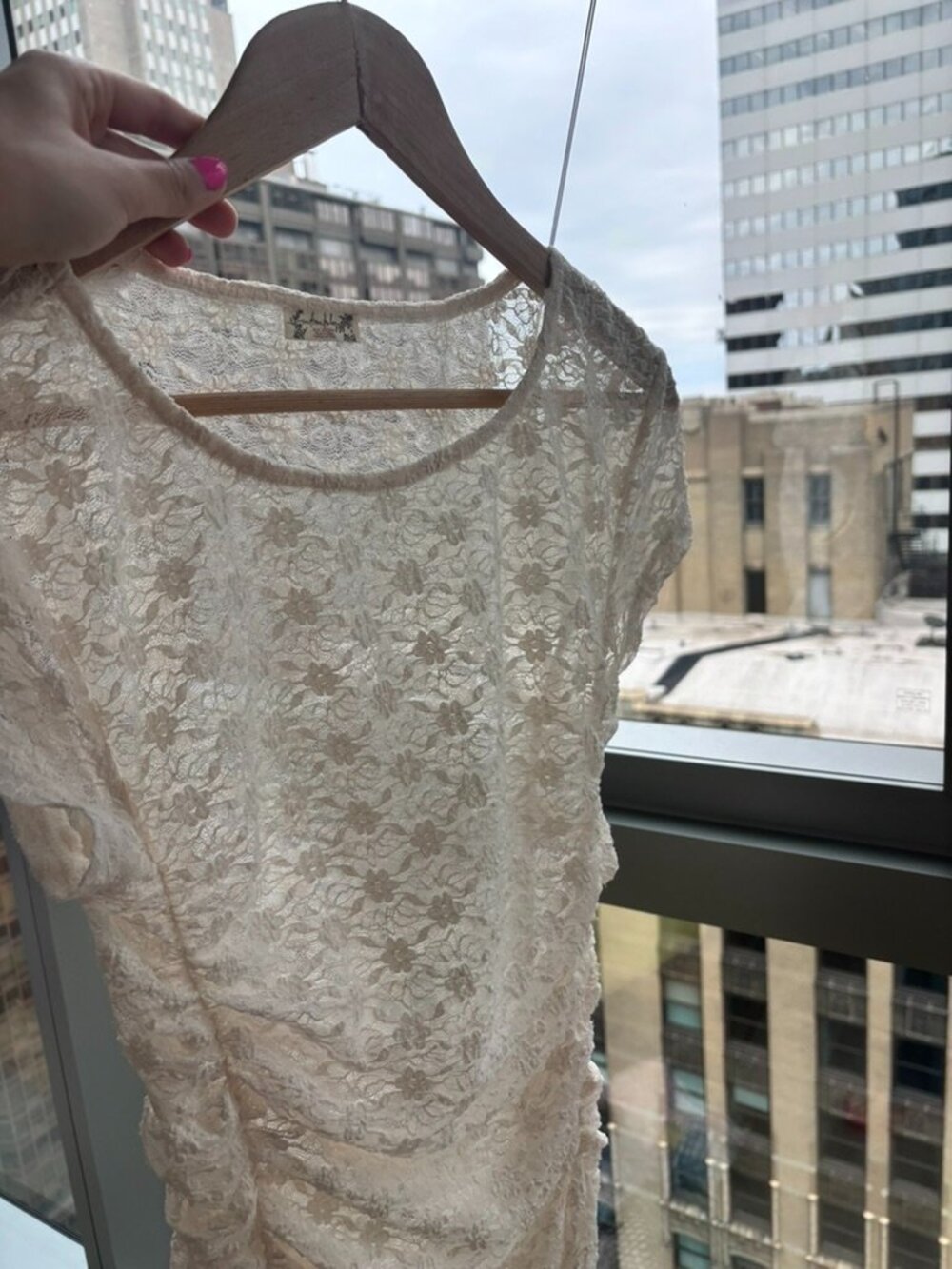 Intimately Free People Lace Ruched Top | Size M | Ivory/Cream - Picture 2 of 5
